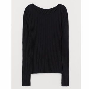 H&M Black Wrap-Over Back Sweater